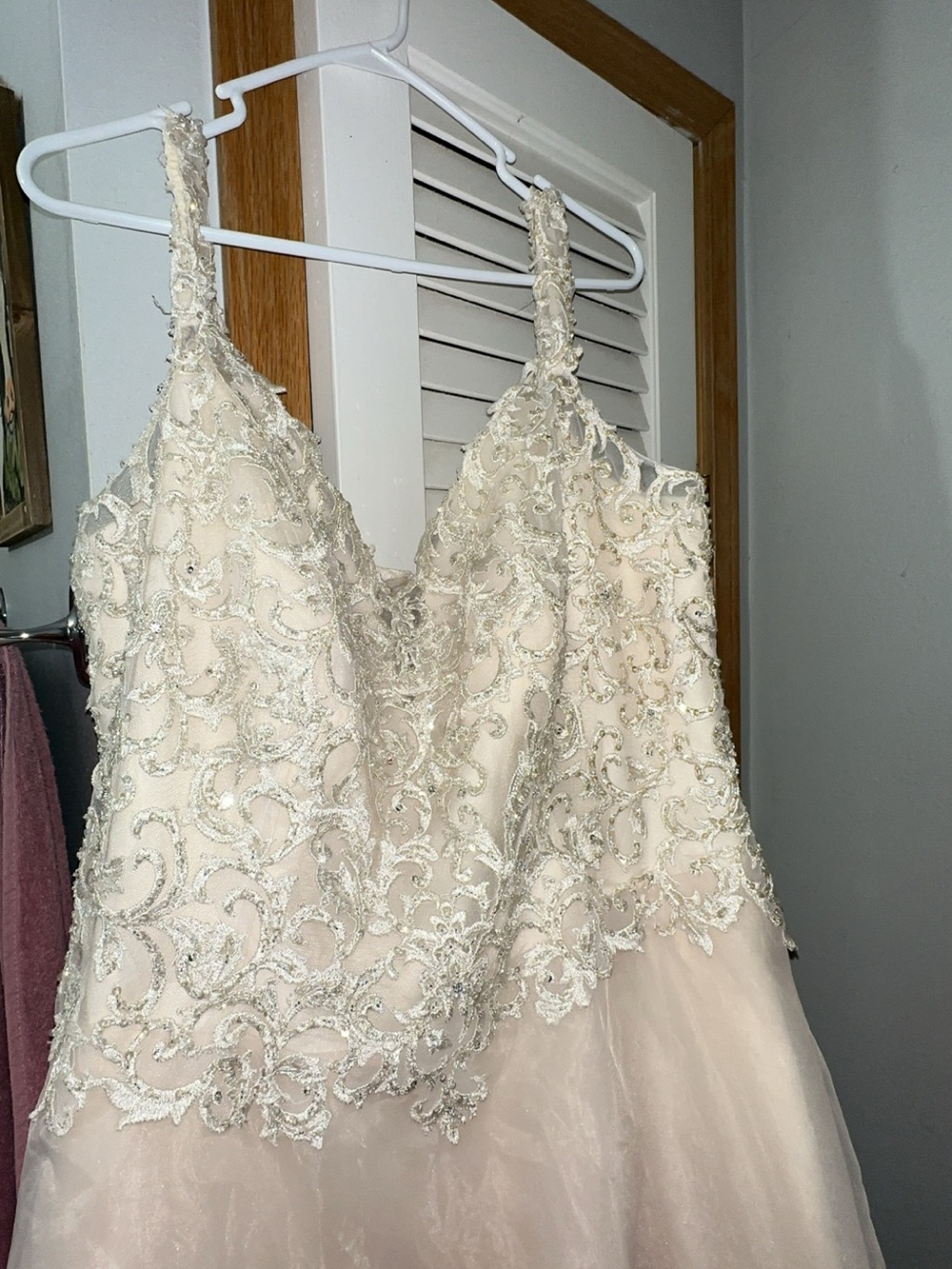 Ivory Beaded Lace A-Line Dress